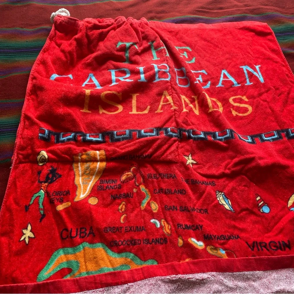 Y2K The Caribbean Islands Beach Towel Backpack. Great Shape!